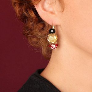 Серьги TARATATA, Magnolia, смола, золотая краска, стеклянные бусины, TT-H25-08768-203 (красный)