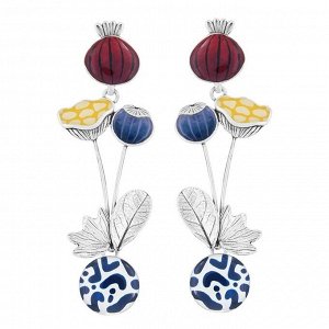 Серьги TARATATA, Opium, с цветной смолой и рисунком, TT-H25-11995-10M (серебристый)