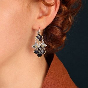 Серьги TARATATA, Hortensia, смола, золотая краска, микрошарики, TT-H25-13709-109 (фиолетовый)