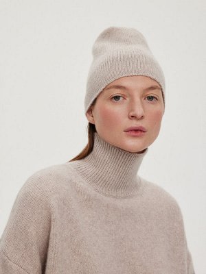 Шапка из кашемира и шерсти без отворота, бежевый