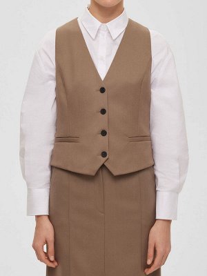 Жилет из костюмной ткани, светлый хаки