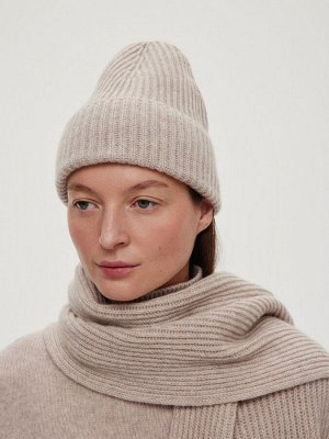 Шапка из кашемира и шерсти с отворотом, бежевый