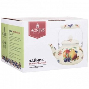 Эмалированный чайник AGNESS "Секретные ингредиенты" с эксклюзивным дизайном, 1 шт.