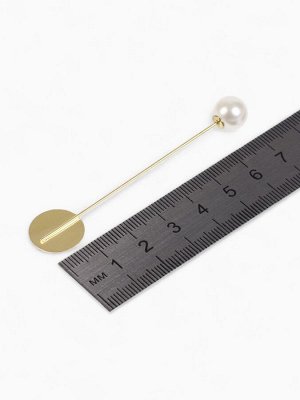 Основа «Брошь-игла» с бусиной d=1 см (набор 5 шт.), L=7,5 см, площадка 1,5 см, цвет золото