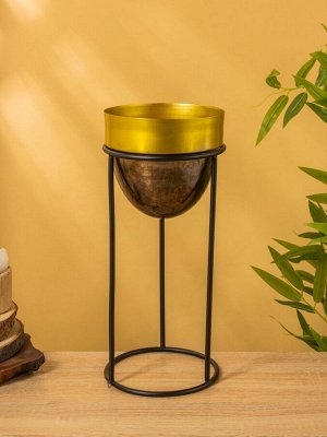 Кашпо на подставке «Золотое руно», 16.5x16.5x35.5 см, железо