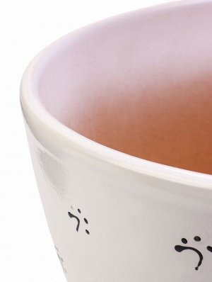 Горшок для цветов «Котофей», 8 л, d=29.5 см, h=23 см, керамика, с поддоном, белый