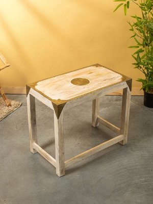 Табурет, 3 шт., 61x35x53 см, дерево, белый с золотым
