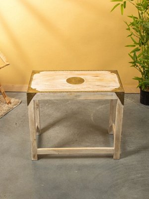 Табурет, 3 шт., 61x35x53 см, дерево, белый с золотым
