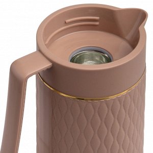 Термокувшин 1 л с двойными стенками, стеклянная колба, кофейный