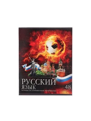 Тетрадь предметная 48 листов в линейку, Calligrata, «Футбол. Русский язык», серые листы