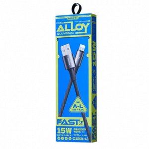 Кабель для мобильных устройств Remax Velocity Fast Charging Cable 15W, с USB на Lightning, 3А, 1.2м, чёрный, арт. C12(A-L)