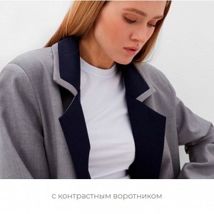 Пиджак женский с контрастным воротником MINAKU: Casual Collection, цвет серый