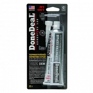 Герметик-прокладка DoneDeal RTV Gray Silicone Gasket Maker, силиконовый, термостойкий, серый, туба 85г, арт. DD6733