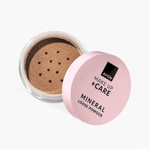 Минеральная рассыпчатая пудра для лица Make Up + Care, цвет Темно-бежевая
