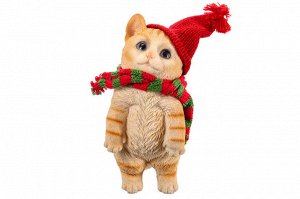 "Рождественский Котёнок: Декоративная Фигурка для Уюта и Праздника"
