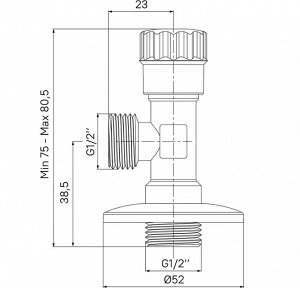 Кран угловой кран-букса 1/2'' - 1/2'' нар/нар с отражателем, латунь, IDDIS
