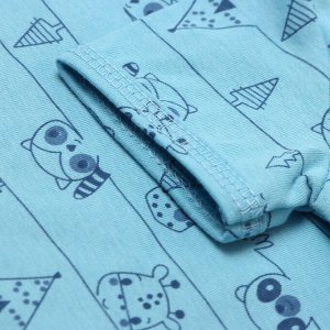 Боди детское с коротким рукавом, цвет голубой/енот.
