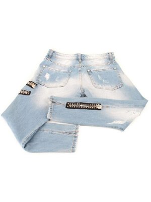 D6177 LT. BLUE Джинсы женские укороченные