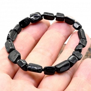 Браслет Турмалин Шерл галтовка, 13,4г, 18см