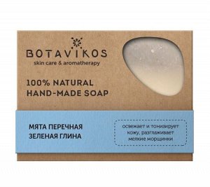 Мыло Мята перечная, зеленая глина 100% натуральное, твердое, 100 г, "Botavikos" 869