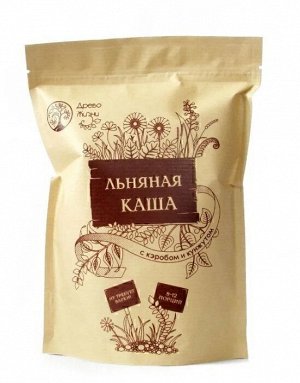 Каша льняная с кэробом и кунжутом, 400 г, ТМ "Древо Жизни", зип-крафт пакет