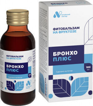 Фитобальзам на фруктозе "БРОНХО ПЛЮС", фл. 100 мл, в инд. уп. (новый дизайн) "Алтайский нектар"