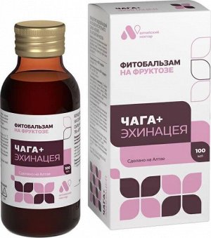 Фитобальзам на фруктозе "ЧАГА ПЛЮС", фл. 100 мл, в инд. уп. (новый дизайн) "Алтайский нектар"