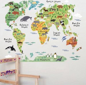 Виниловая наклейка Карта мира для детей