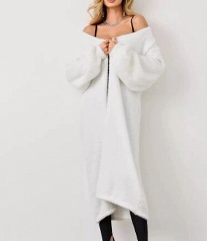 Повседневный мягкий длинный кардиган , белый