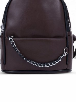 Рюкзак-мини женский на молнии, с карманом, размер 21x12x27 см, коричневый