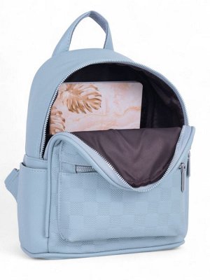 Рюкзак-мини женский на молнии, с карманом, размер 22x14x26 см, голубой