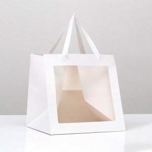 UPAK LAND Пакет подарочный, крафт, с окном, «Белый», 30x30x30 см