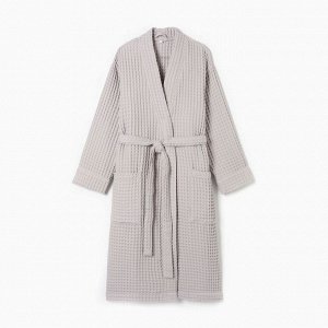 Халат вафельный женский удлиненный Этель "Boho", цв.серебряный,100%хл, 290 г/м2