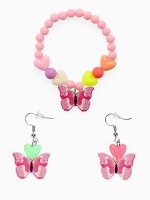 Набор детских украшений Выбражулька «Бабочка малиновка», 2 предмета: серьги, браслет d=5 см МИКС