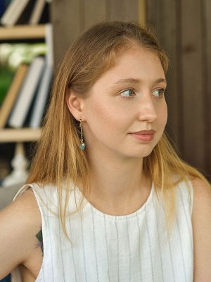 Серьги с эмалью «Ночь» хвост с ракушкой, цвет сине-белый в золоте