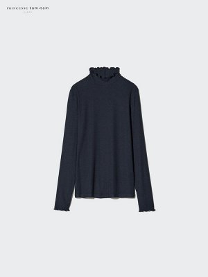 UNIQLO - термолонгслив с добавлением кашемира с высоким воротом - 02 LIGHTGRAY
