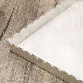 Коробка для печенья 25*25*3 см, Белая с Прозрачной крышкой