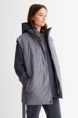 Жилет со стойкой oversize графит