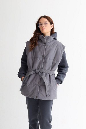 Жилет со стойкой oversize графит