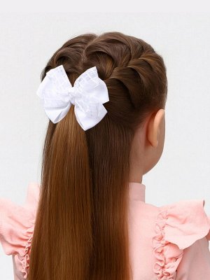 Бант для волос на резинке «Школьница», клеточка, 9 см, белый