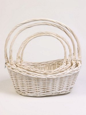 Набор корзин плетёных, 4 шт., 49x37x18 см, 43x32x16 см, 37x26x15 см, 31x20x13 см, ива, серый