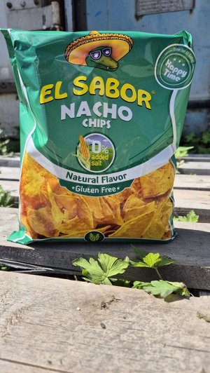 Хрустящие кукурузные чипсы без соли "Начос" El Sabor 100г Греция