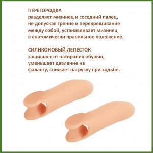 Ортопедический фиксатор мизинца ноги с защитным лепестком