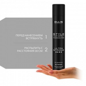 OLLIN STYLE Лак для волос ультрасильной фиксации без отдушки 400мл