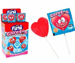 Леденец на палочке Fini Caretos Funny Faces со вкусом клубники 8 гр