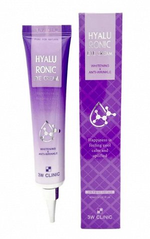 3W CLINIC Крем для кожи вокруг глаз с гиалуроновой кислотой, HYALURONIC EYE CREAM, 40 мл