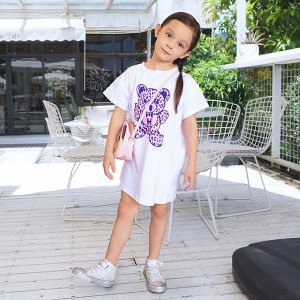 Платье-футболка для девочки с принтом