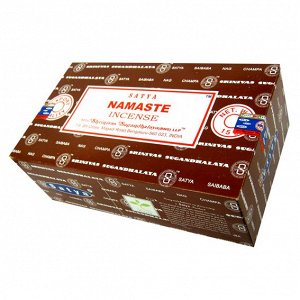 SATYA прямоуг. благовония Namaste НАМАСТЕ 15гр. блок 12шт.