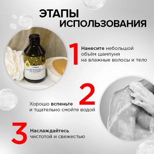 Synergetic Мужской натуральный бессульфатный шампунь и гель для душа 2 в 1 "Энергия и сила" 250 мл