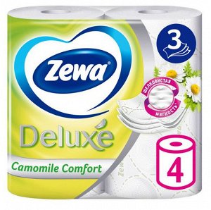 Туалетная бумага Zewa Delux с ароматом ромашки 3-х слойная, 4шт